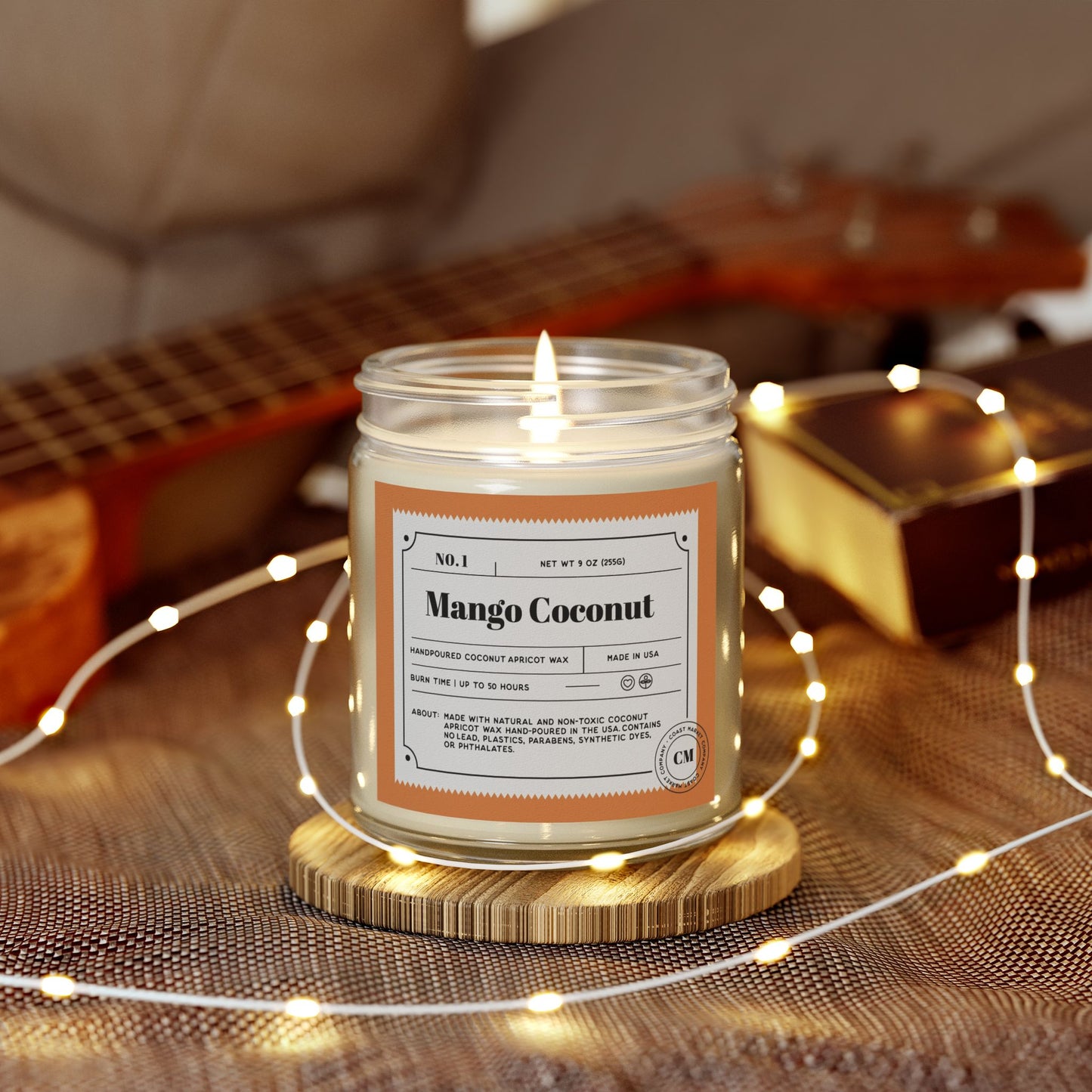 Mango Coconut Scented Candles, (9oz)