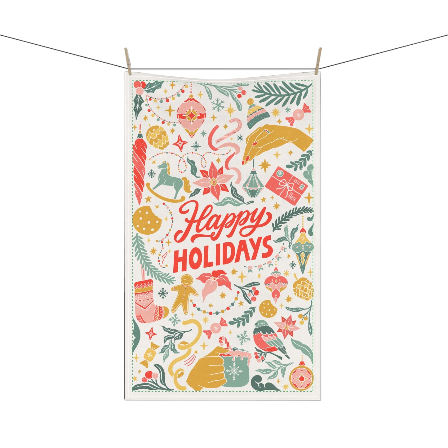 Happy Holidays Tea Towel