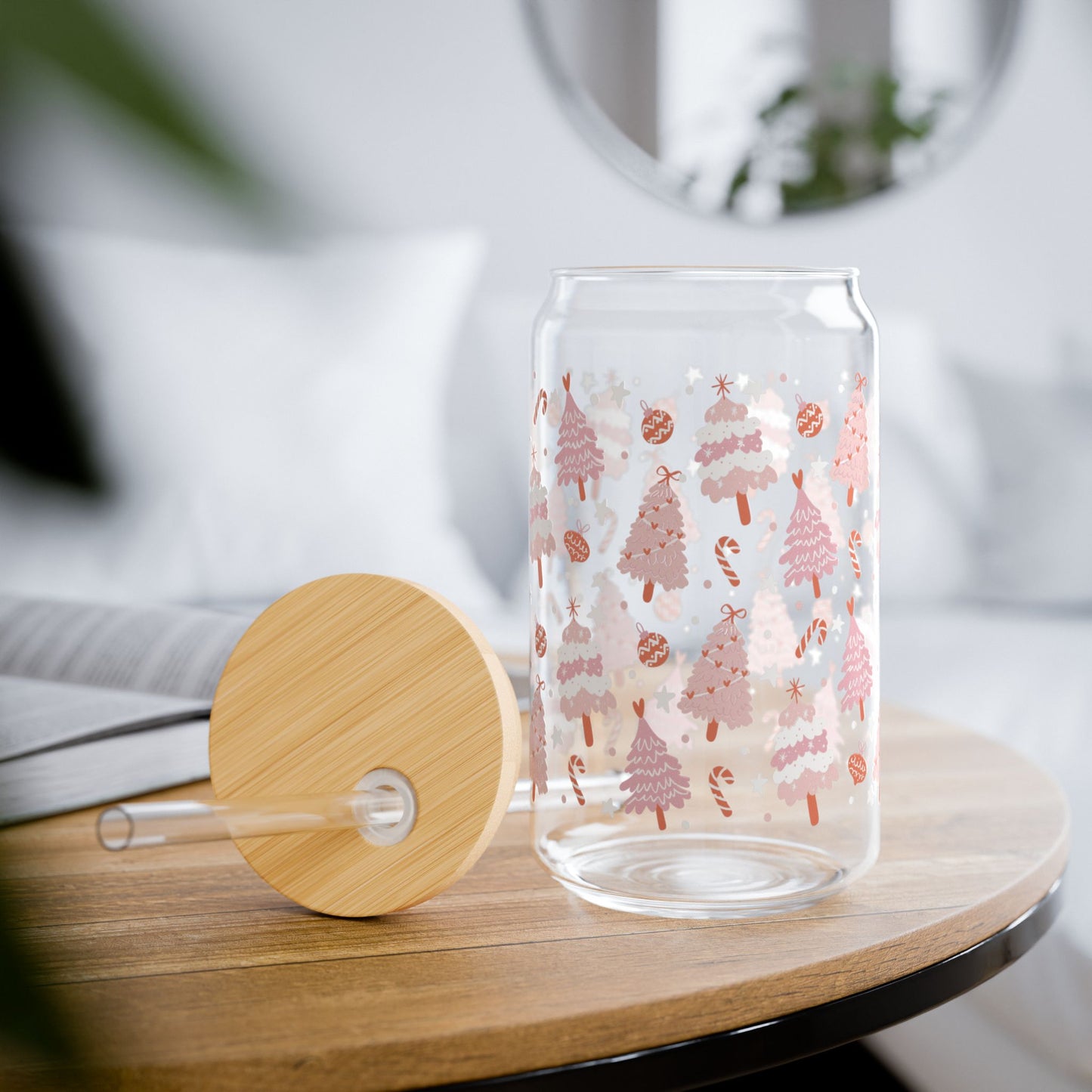 Pine + Candy Cane Sipper Glass