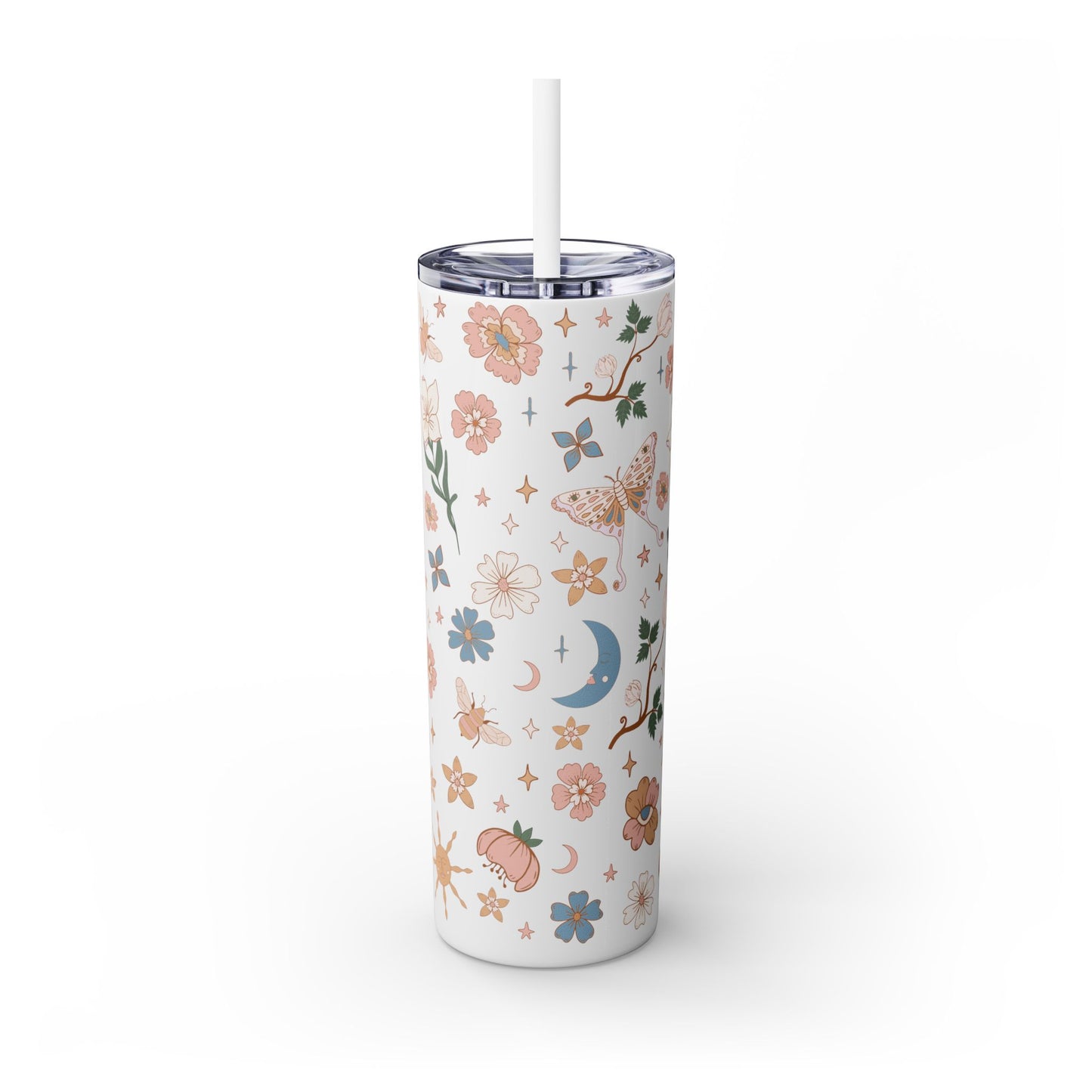 Floral Boho Skinny Tumbler