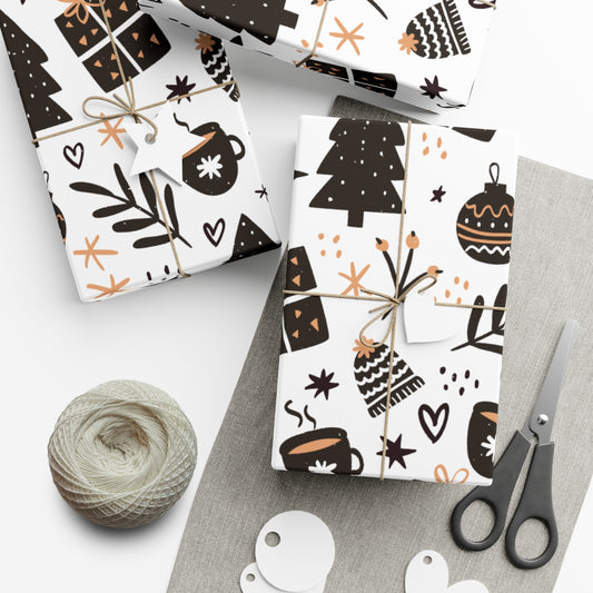 Monochrome Holiday Gift Wrapping Paper