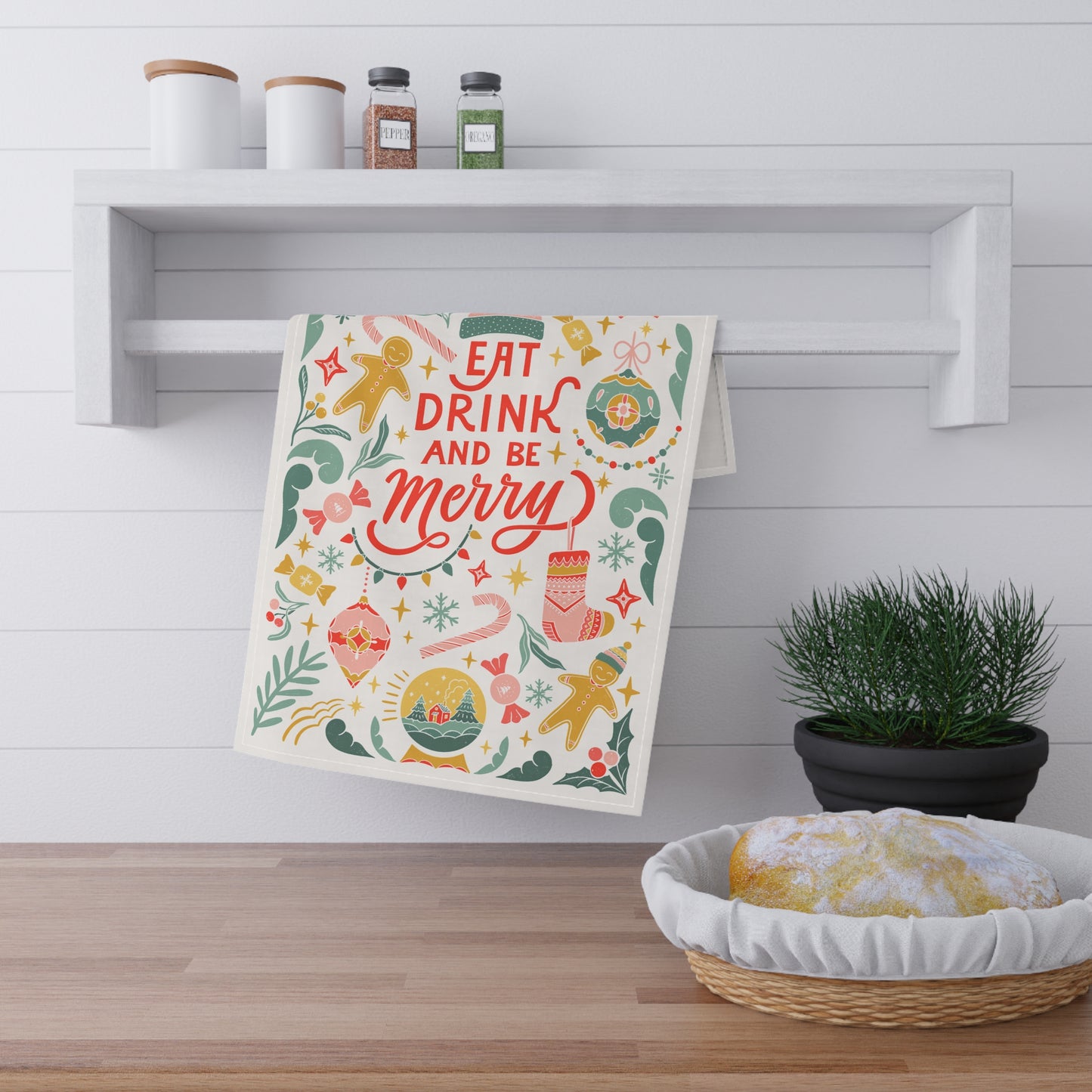 Eat Drink and Be Merry Tea Towel