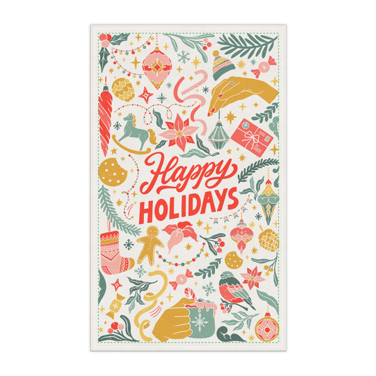 Happy Holidays Tea Towel